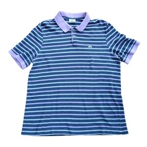 Lacoste Striped Purple Polo Men XL